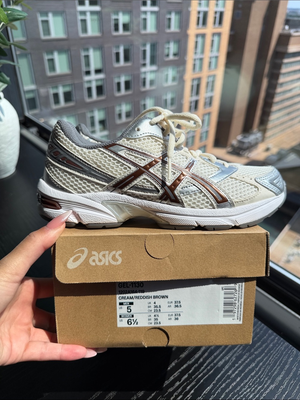 ASICS Women's Cream and Reddish Brown GEL-1130 Running Shoes